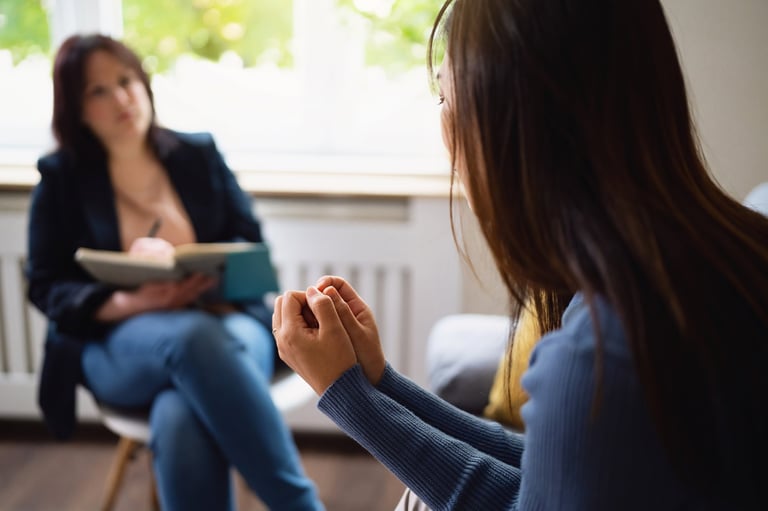 Therapy session with compassionate counselor