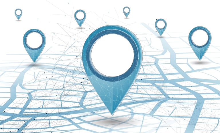 GPS navigation map showing journey destination