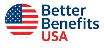 Better Benefits USA logo with American flag circle and text in blue and red